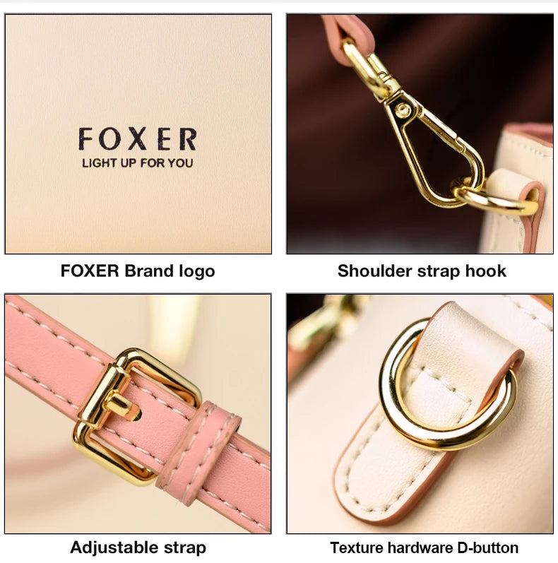 FOXER Spaltleder Damen Umhängetasche Elegante Handtasche 2026 Neue Große Damen Tragetasche Luxuriöse Designer Umhängetasche