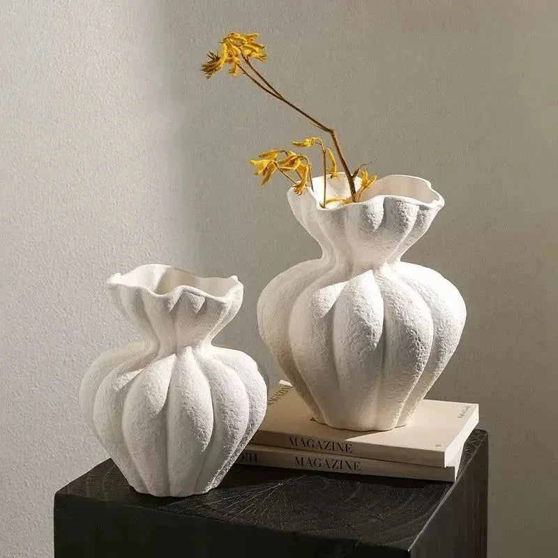 French Ceramic Vase Minimalist Floral Vessel Table Centerpiece Home Decor For Women Gift For Anniversary Birthday