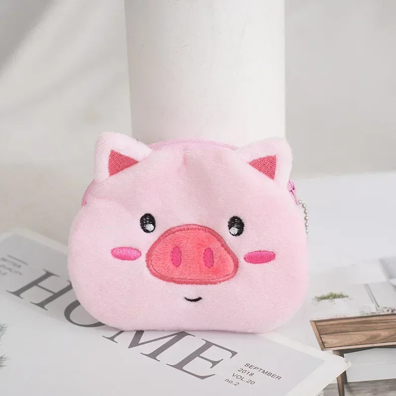 Cartoon Süße Schweinchen Geldbörse Kawaii Portemonnaie Weiche Plüsch Münztasche Schlüssel Kopfhörer Münz-Organizer Beutel Reißverschlusstasche Kindergeschenk