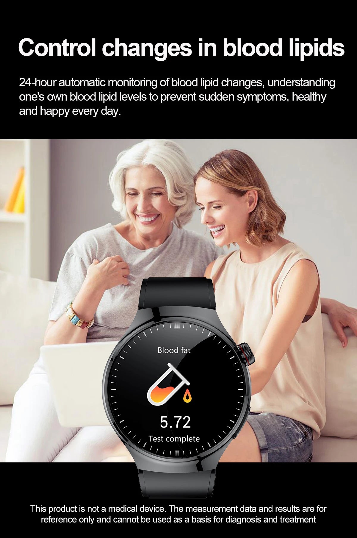 Montre Intelligente de Soins Infirmiers 2025 Montre connectée Santé, oxygène sanguin, lipides sanguins, acide urique, ECG+PPG, température corporelle, appel Bluetooth