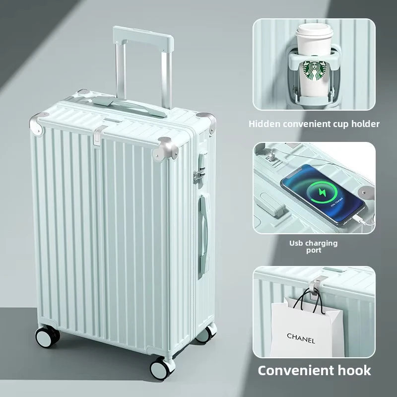 COLENARA 20"22"24"26 Zoll hochwertiger Koffer USB-Ladefunktion Boarding Box Multifunktionaler Trolley-Koffer Handgepäck Reisegepäck