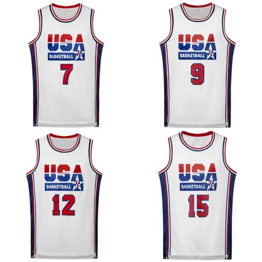 Men's Basketball Jersey Breathable Round Neck Sportswear Sleeveless Boys Training Uniform Team T-Shirt New Design Tops USA