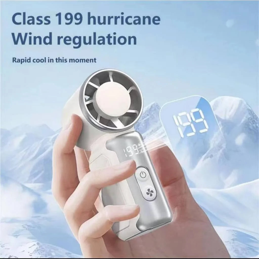 BAOTAI Portable Mini Handheld Turbo Fan LED Display Mini High Speed Handheld Fan, Outdoor Cooling,Desk Fan, Rechargeable Fan