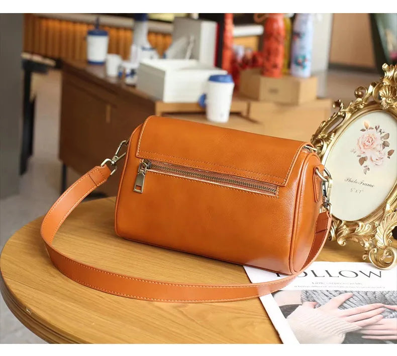 Vielseitige Damen-Umhängetasche aus Rindsleder, Damen-Crossbody-Tasche, Neu 2025, pflanzlich gegerbtes Oberleder, lässige Messenger-Handtasche