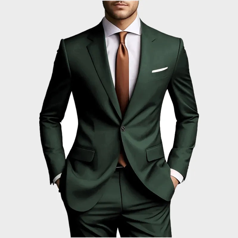 (Jacke + Hose) 2025 Neuer luxuriöser, eleganter Herrenanzug, 2-teiliges Set, modisch, koreanisch, lässig, Slim Fit, für Gesellschaft, Bräutigam, Hochzeit, Smoking