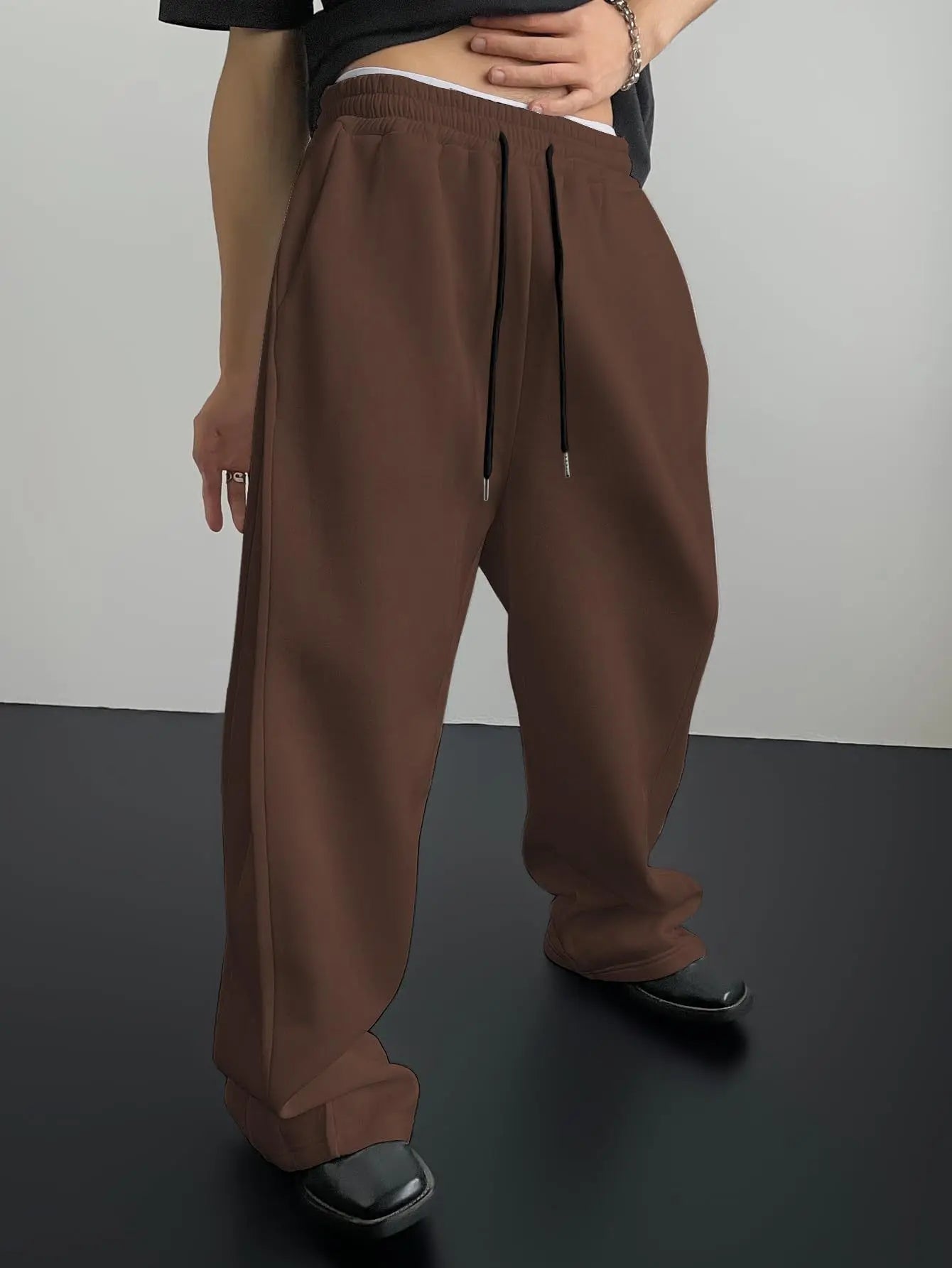 Pantalon de survêtement large Y2K Harajuku pour femmes, streetwear, ample, surdimensionné, gris, de sport, taille haute, avec cordon de serrage, décontracté