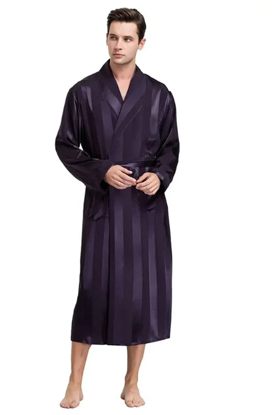 Mens Silk Satin Pajamas Sleepwear Robe Robes Bathrobe Nightgown S~3XL__For XMAS Gifts