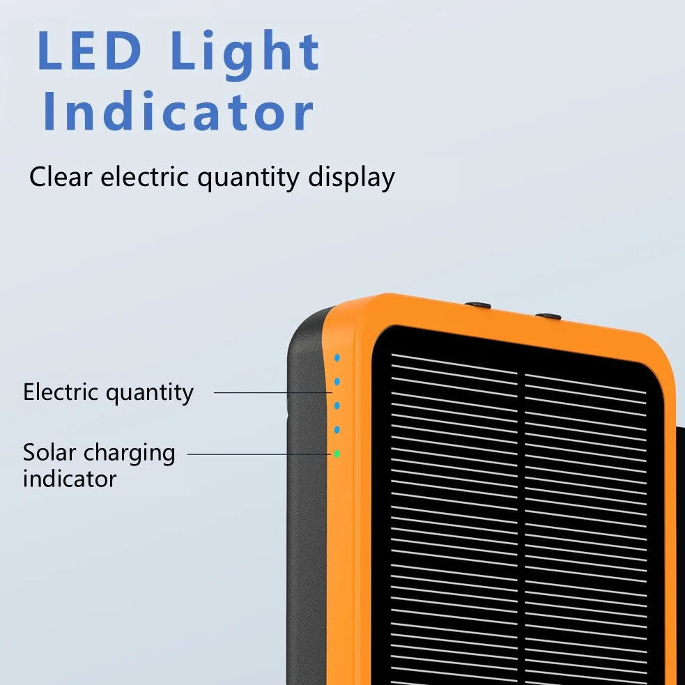 Faltbare Solar Powerbank mit 4 Solarmodulen, 50000mAh Tragbare Solar-Externbatterie Kompatibel mit iOS Android USB-A USB-C