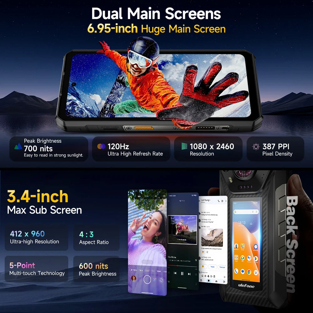 Ulefone Armor 30 Pro 5G Outdoor-Smartphone Android 14 6,95" 120Hz 32GB+512GB 12800mAh Nachtkamera 64MP NFC