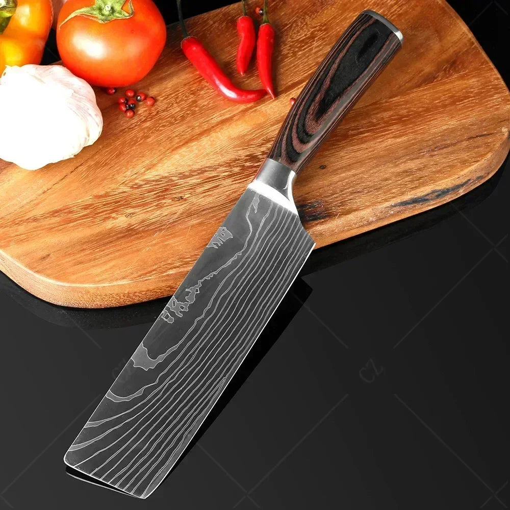 Couteau de Chef Damas Ensemble de Couteaux de Cuisine Professionnels Couteau à Désosser Couteau de Boucher Couteau Utilitaire Couteau Santoku Japonais avec Housse