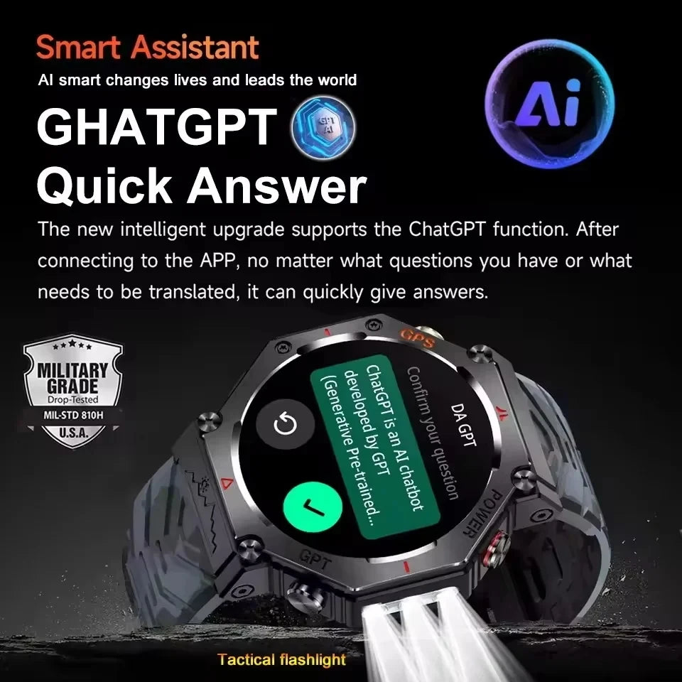 T-Rex 3 Ultra Militärische GPS-Smartwatch 10ATM Wasserdicht Kompass Höhenmesser Barometer AMOLED Herren HD Anruf Sport-Smartwatch