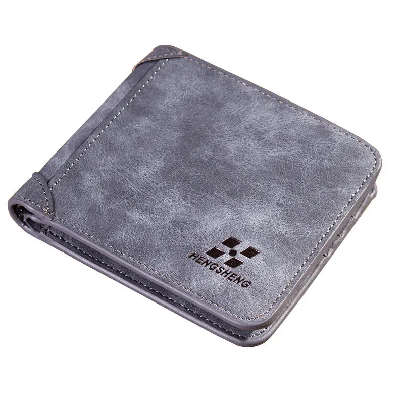 Neue Herren-Brieftasche Kurz Gefrostetes Leder Portemonnaie Retro Zweifach Faltbares Vertikales Portemonnaie Jugend Koreanisches Multi-Karten Portemonnaie 2022 Luxus Portemonnaie