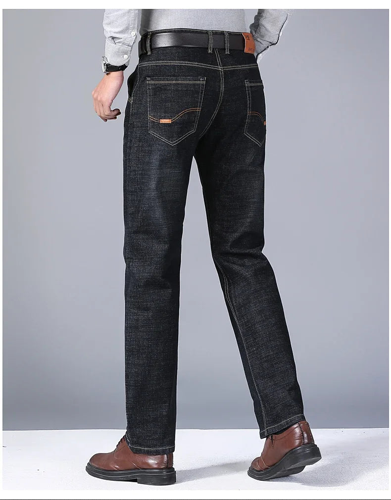 Nouveau Jean Slim extensible classique décontracté pour Homme 2024, Pantalon en Jean de Marque pour Homme, Noir Bleu