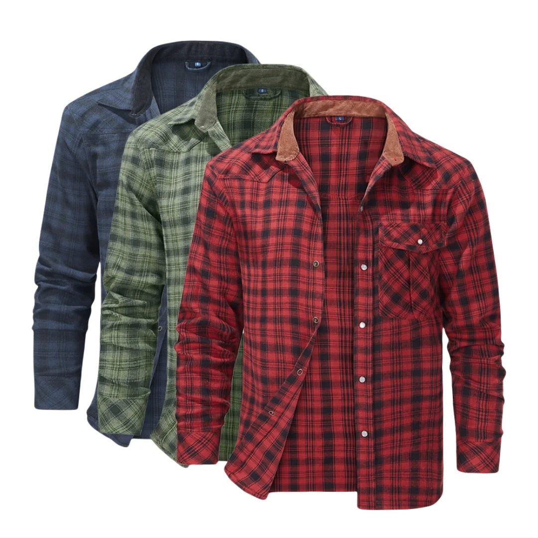 Herrenhemden Frühling Flanell Langarm Karo Kariert Gebürstet Casual Western Cowboy Perlknopfhemd Beliebte Kleidung US-Größe