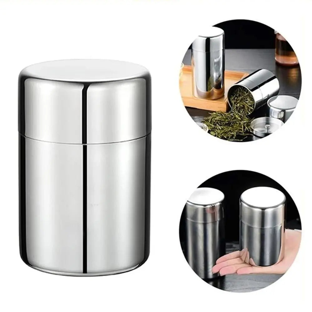 Hiqh Quality Stainless Steel Tea Tin 400ml/550ml Moisture-proof Tea Jar Large Capacity Sealed Tea Can for Home&Travel