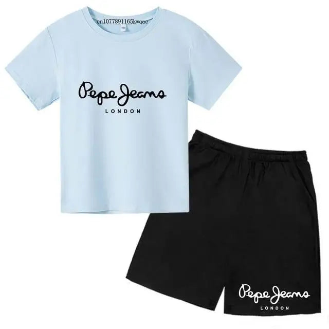 Children Summer London Clothes T-shirt 3-12Yrs Boys Girls Short-sleeved Top+Shorts Casual Brand Fashion Sports Set Clothing
