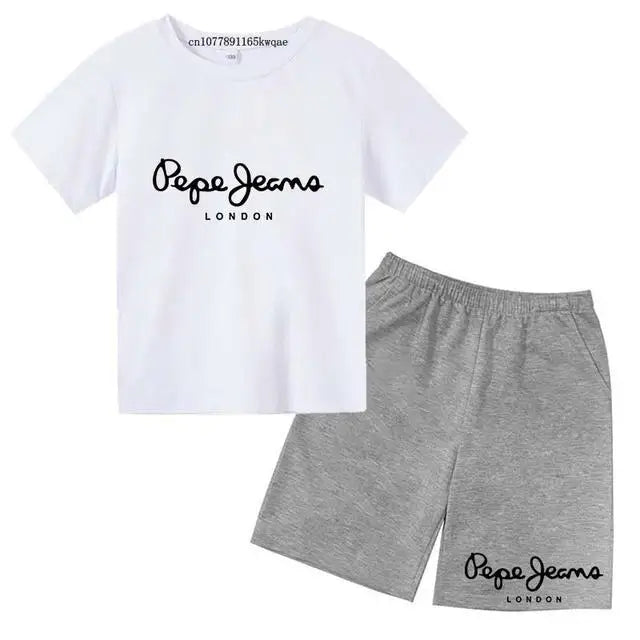 Children Summer London Clothes T-shirt 3-12Yrs Boys Girls Short-sleeved Top+Shorts Casual Brand Fashion Sports Set Clothing