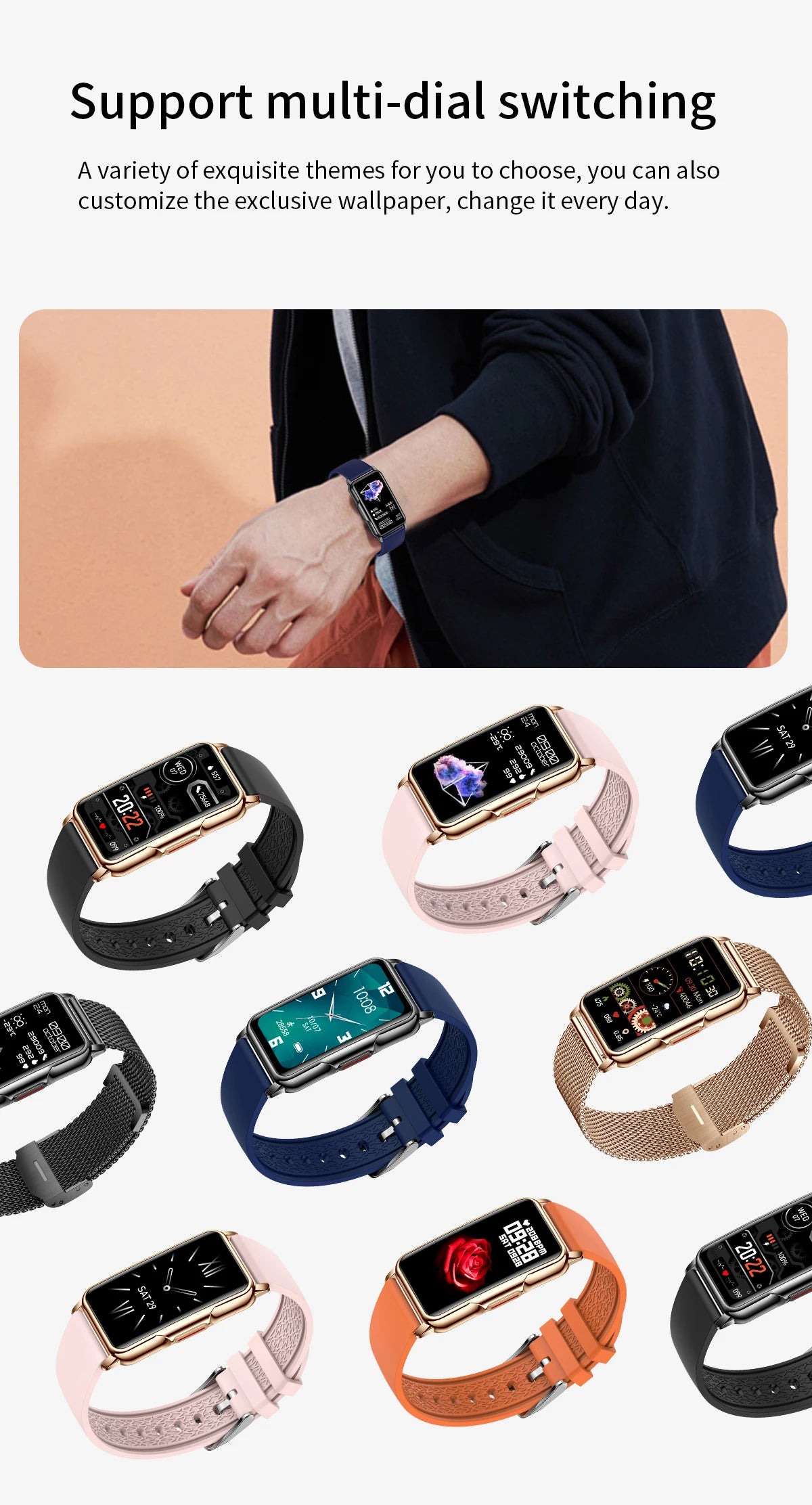 Für Android IOS Smart Armband Frauen Smartwatch Männer Herzfrequenz Blutsauerstoff Wasserdicht Sport Smart Band Uhr Für Damen +Geschenk