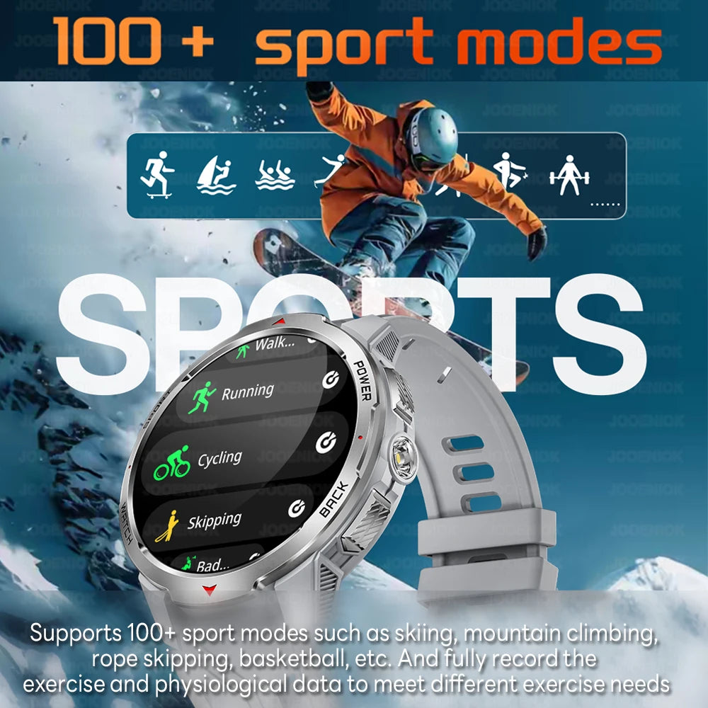 1100mAh Military Outdoor Smart Watch Men 1.7-inch Large Display Compass Sports Watch IP68 Waterproof Bluetooth Call Smartwatch