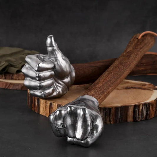 NEW Stainless Steel Fist Shape Hammer Wood Handle for Creative Home Outdoor Camping Nail Hammer Decorative Ornament Gift