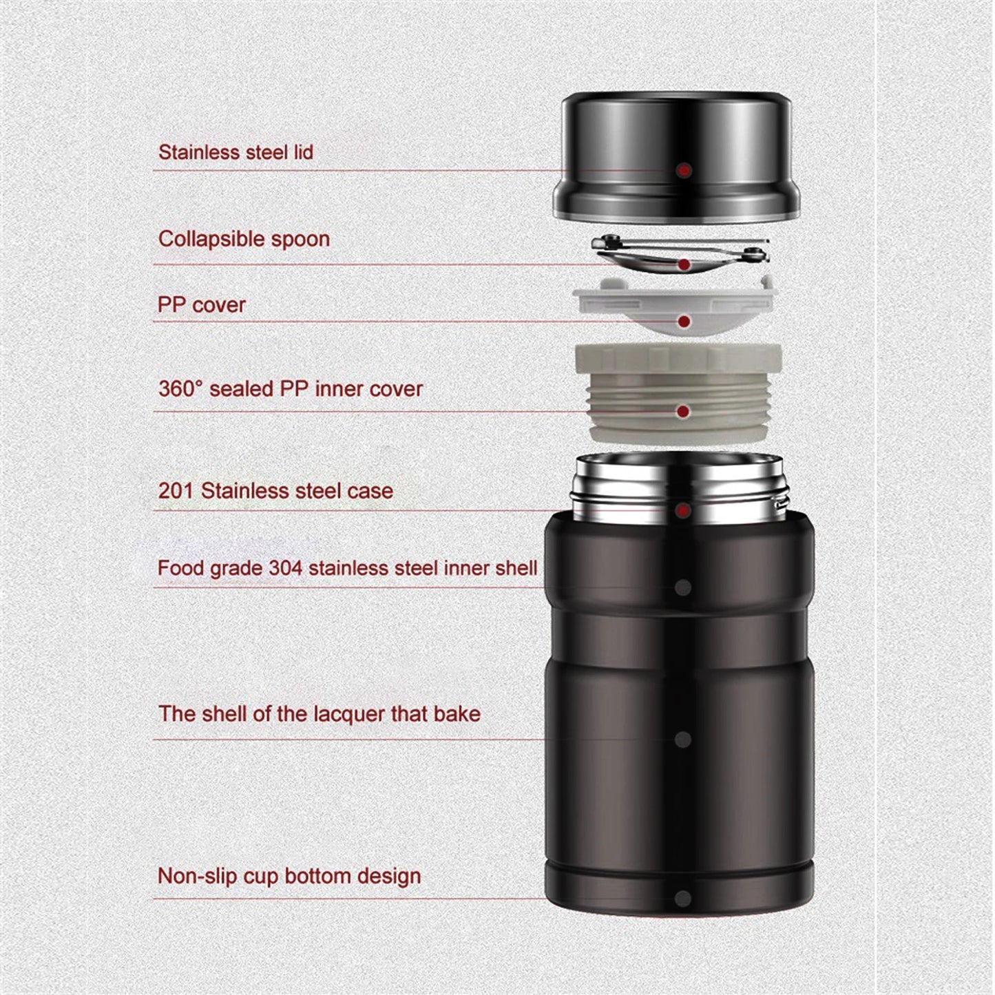 750ml Large Capacity Thermos Stainless Steel Jar Lunch Box Food Soup Container Food Flask Free With spoon