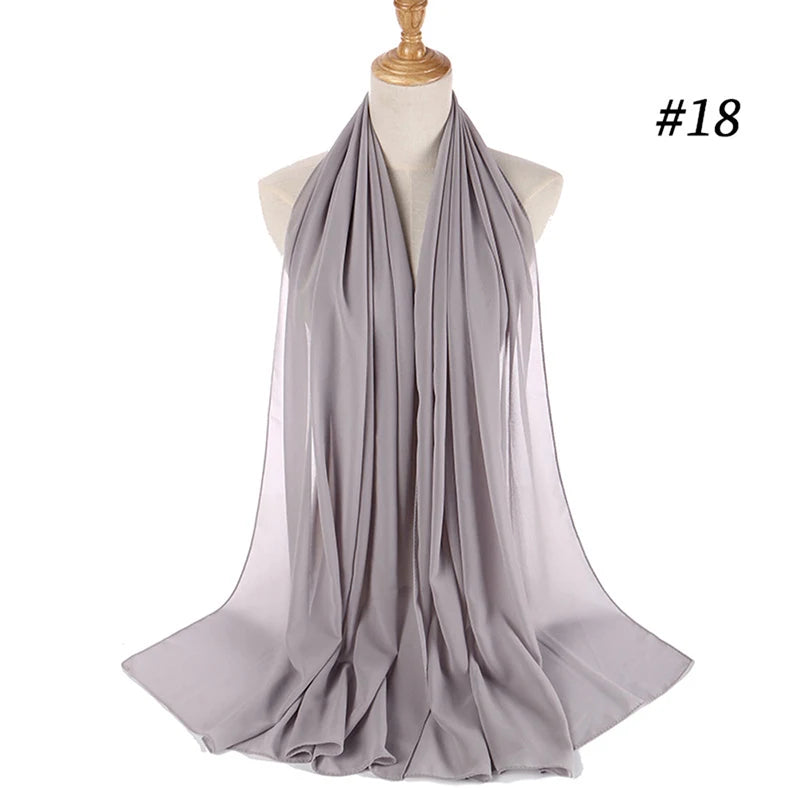 Hijab musulman en mousseline pour femmes, écharpe en mousseline bulle, voile pour femmes, musulmanes, islamiques, de couleur unie, malaisiennes, écharpes foulard musulman