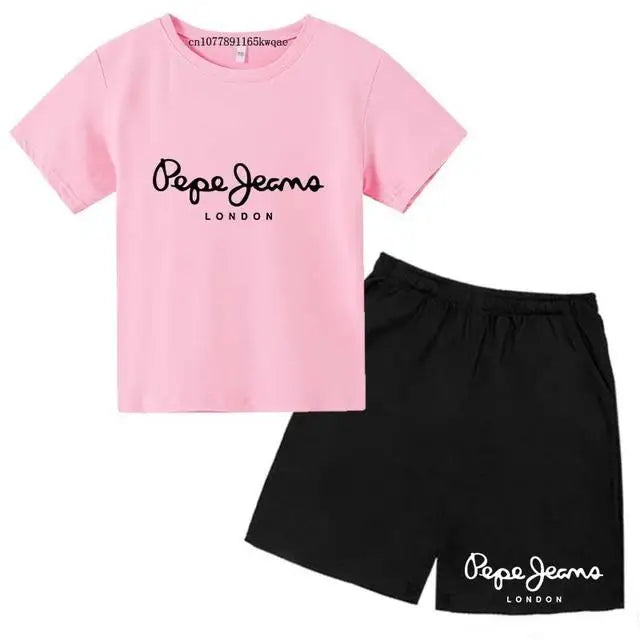 Children Summer London Clothes T-shirt 3-12Yrs Boys Girls Short-sleeved Top+Shorts Casual Brand Fashion Sports Set Clothing