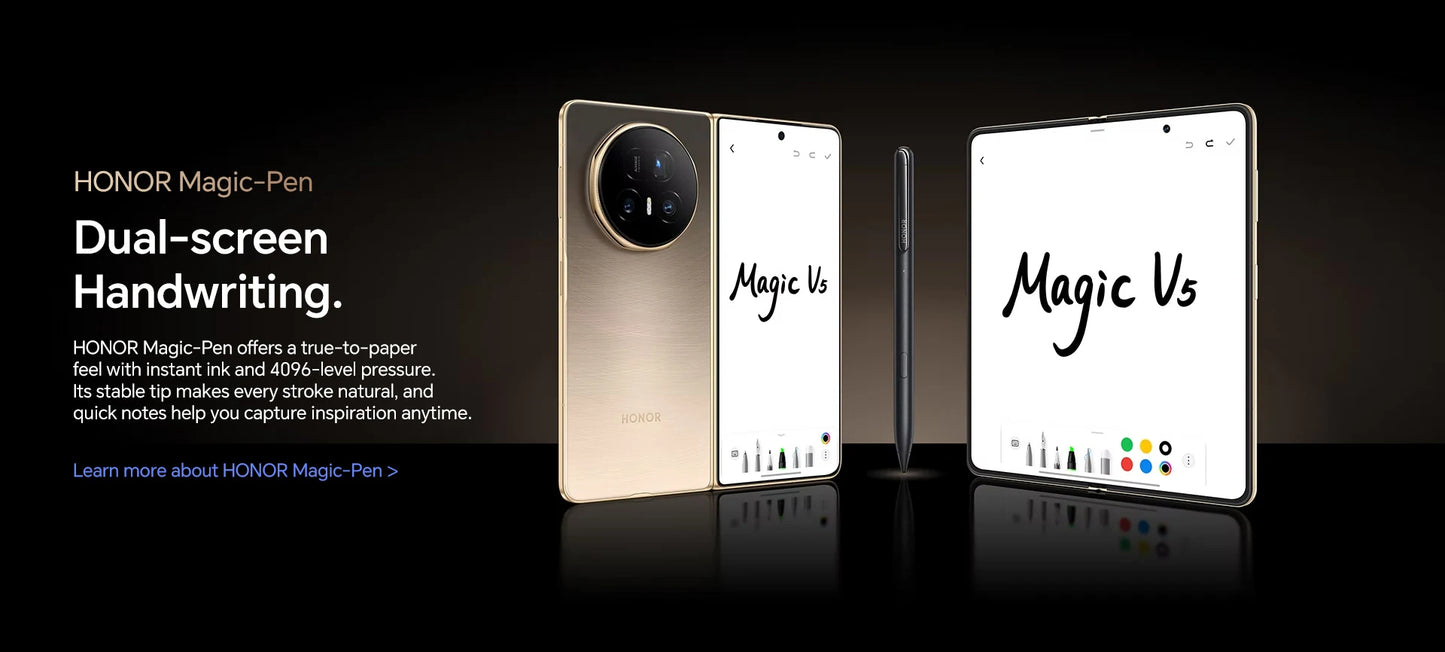 HONOR Magic V5 Version globale 5G Smartphone pliable Snapdragon 8 Elite Écran LTPO OLED 7,95 pouces Batterie 5820 mAh SuperCharge 66 W