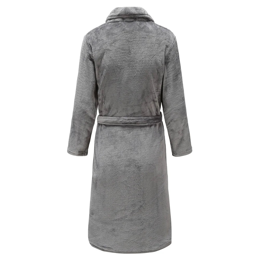 Peignoir Homme Polaire Épais Chaud Coral Fleece Flanelle Vêtement de Nuit Robe de Chambre Lingerie D'intérieur Vêtement D'intérieur Ample Peignoir