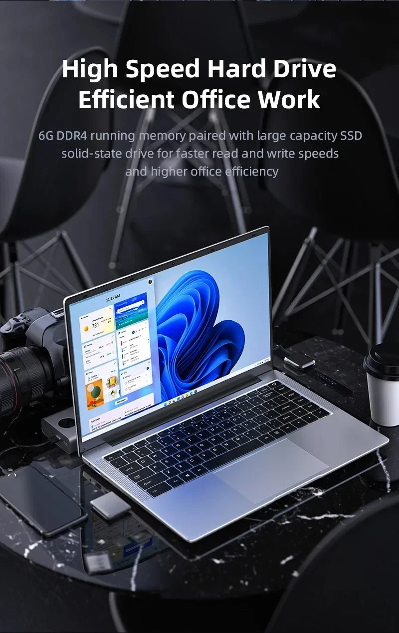 New Ultra Slim Laptop 14.1" 16GB RAM 2TB SSD Intel Pentium 4405U Notebook Gamer 1920*1080 Display Office Study Computer PC