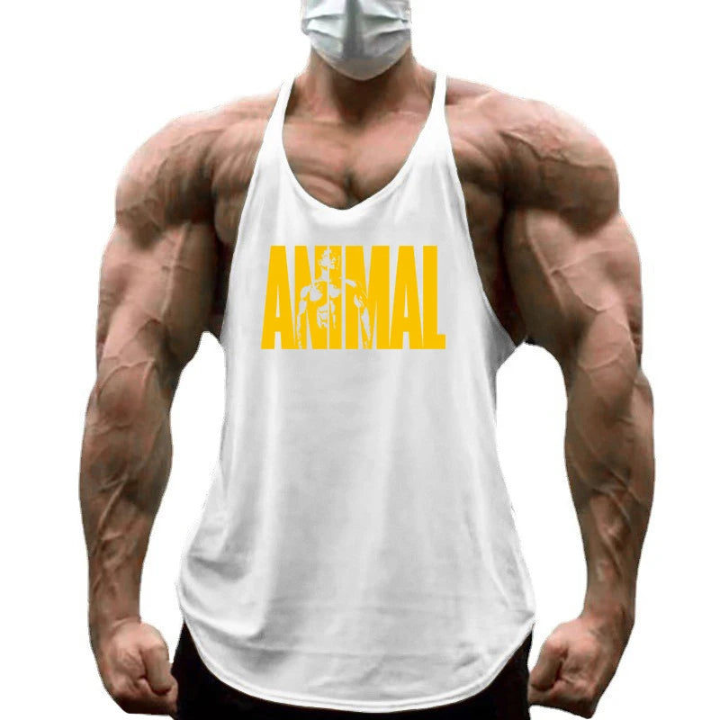 Gilets de course pour hommes ANIMAL Lettres imprimées Débardeurs de sport sans manches en coton pour la musculation Maillots de corps vêtement de fitness musculaire