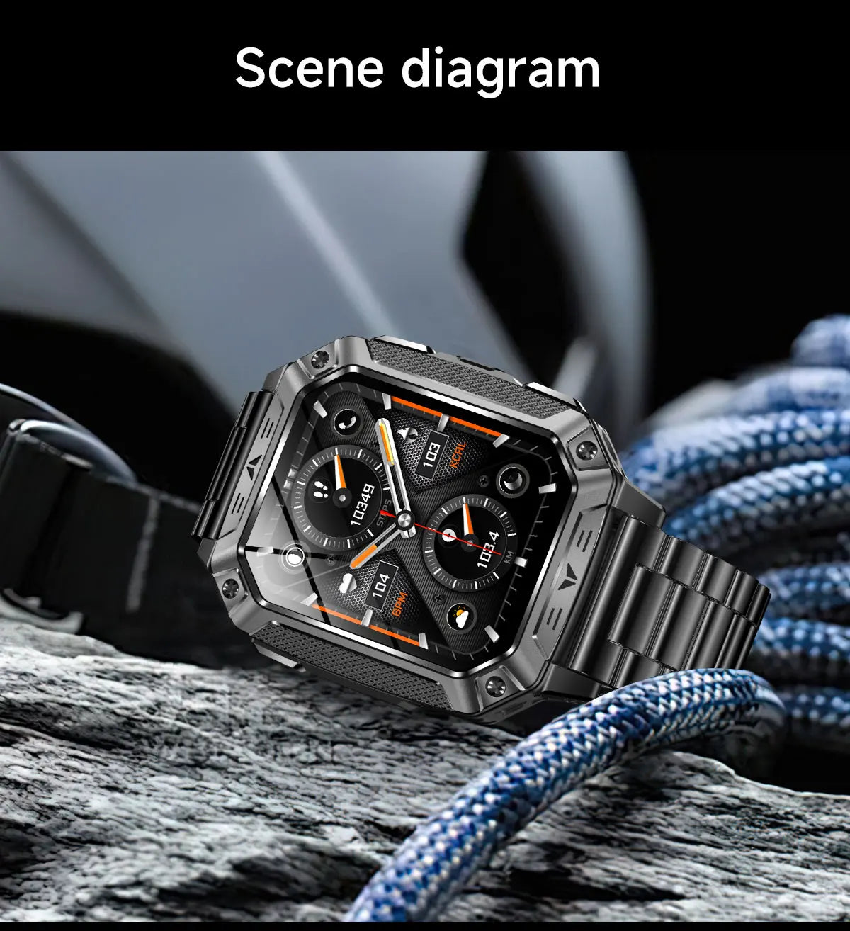 Montre connectée homme 2026 avec batterie ultra-large intégrée de 1400 mAh, GPS extérieur, écran AMOLED de 2,01", étanche 10 ATM, appel BT