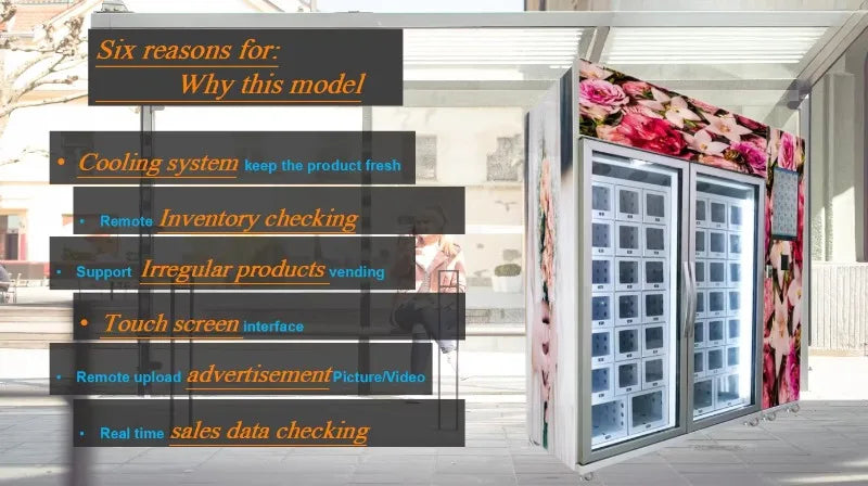 Customized Low-Energy Flower Vending Machine: Refrigerated, Wifi-Connected & Transparent Quality