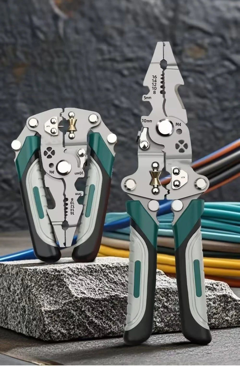 Abisolierzange klappbar Multifunktionale Abisolierzange Crimpzange Kabelabisolierwerkzeug für Elektriker Heimwerker