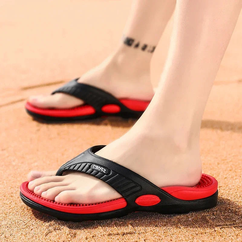 Massage Flip Flops für Herren, Sommer atmungsaktive Strandschuhe, Sandalen Herren, Luxus Flip Flops, atmungsaktiv, Übergröße, Herren Hausschuhe 46
