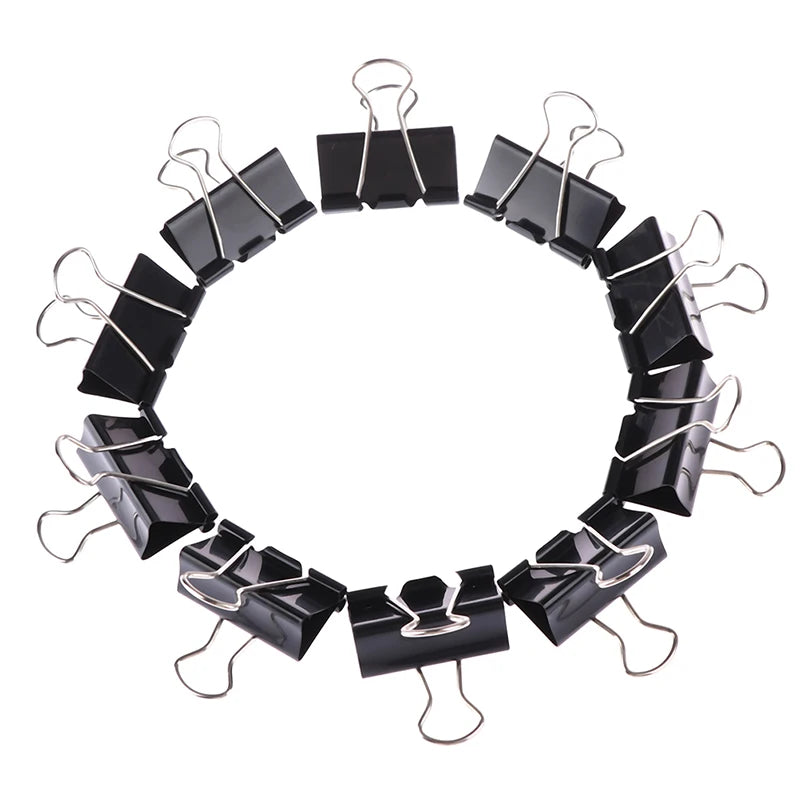 10pcs  Black Metal Binder Clips Notes Letter Paper Clip Office Supplies Binding Securing Clips 15/19/25/32mm