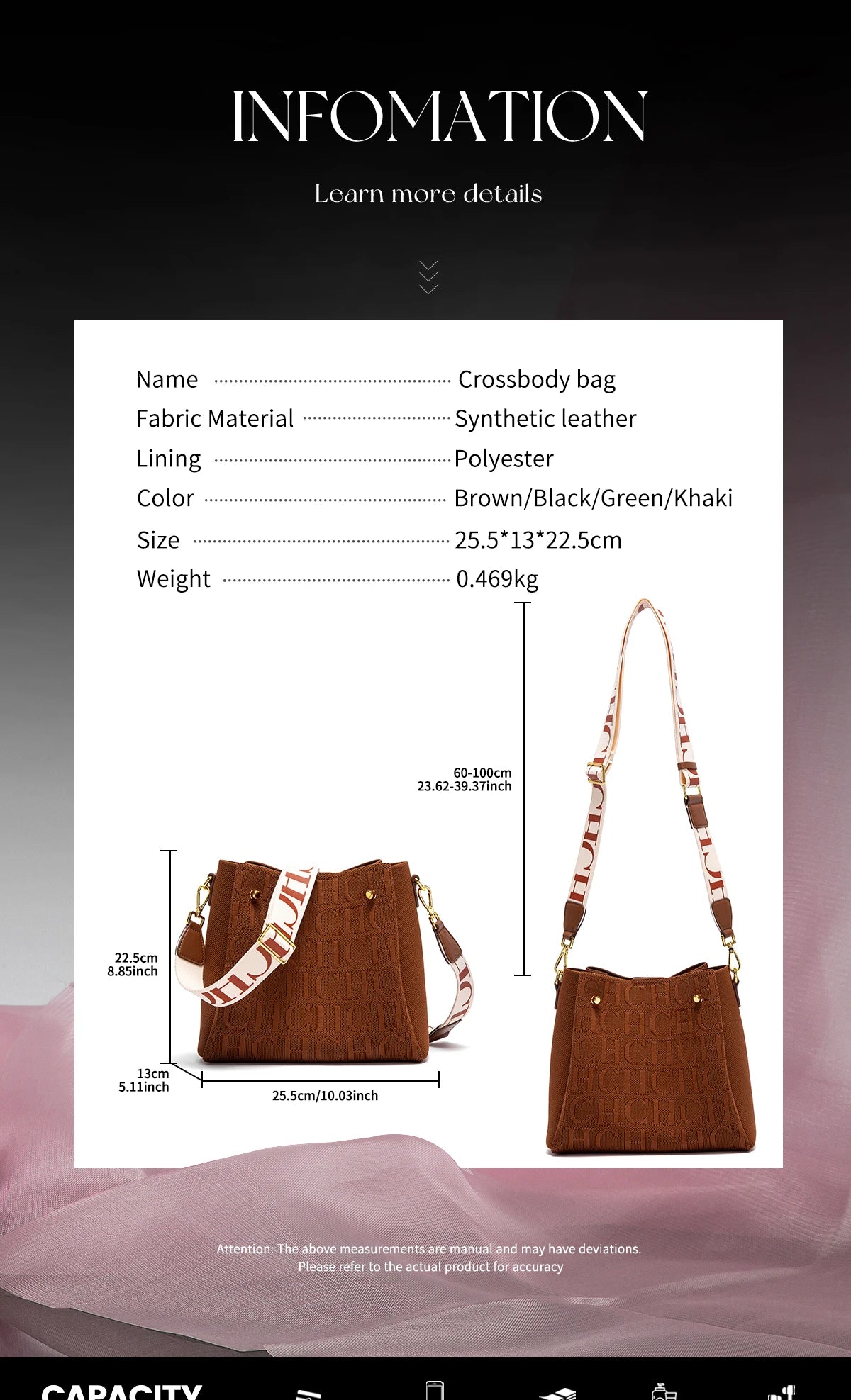 CH Umhängetasche Elegantes Design Sinne Buchstaben Kordelzug Design Marken Damentasche Mode Lässige Hundred Damentasche Umhängetasche