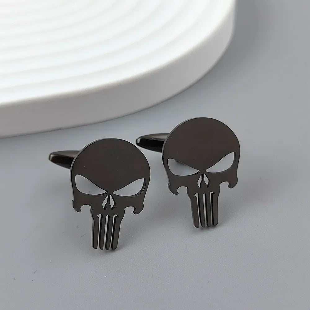 Manschettenknöpfe aus Edelstahl mit Totenkopf Vintage Personalisiertes Design Schmuck Skelett Manschettenknöpfe Party Hemd Ärmelknöpfe