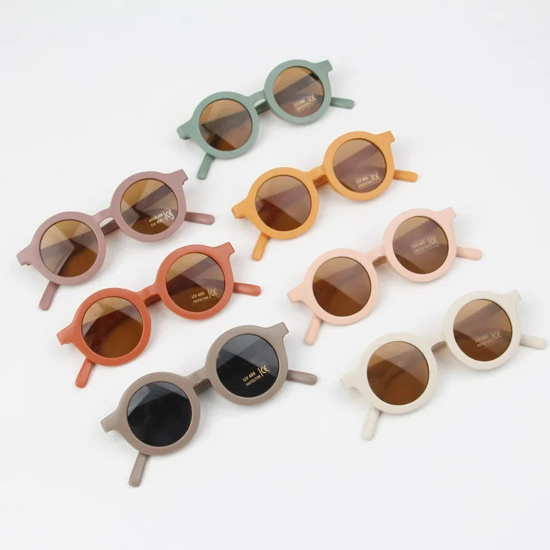 Accessoires pour bébé Nouvelle Lunettes de soleil Rétro pour bébé Couleur unie Anti-ultraviolets Lunettes rondes pour enfants UV400