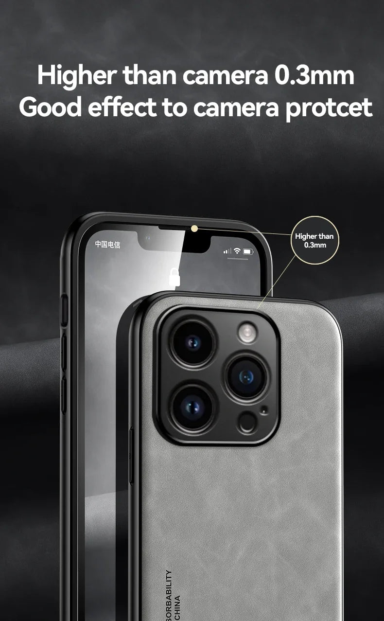Étui en cuir de luxe pour iPhone 17 16 16e 15 14 13 12 11 Pro Max Plus 12 13 Mini SE 8 7 Housse avec plaque métallique support voiture