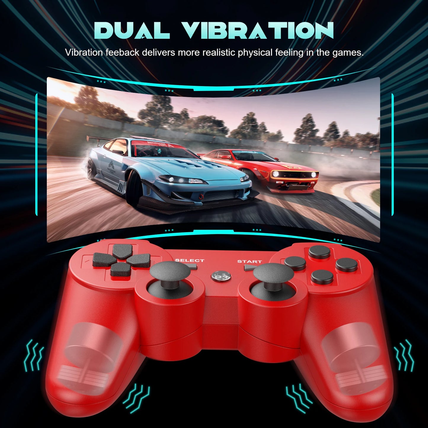 GOMROMBO Game Controller For Playstation 3/PS3/PC/Android Wireless BT Gamepad 6 Axis Gyro Dual Motor Vibration Gaming Joystick