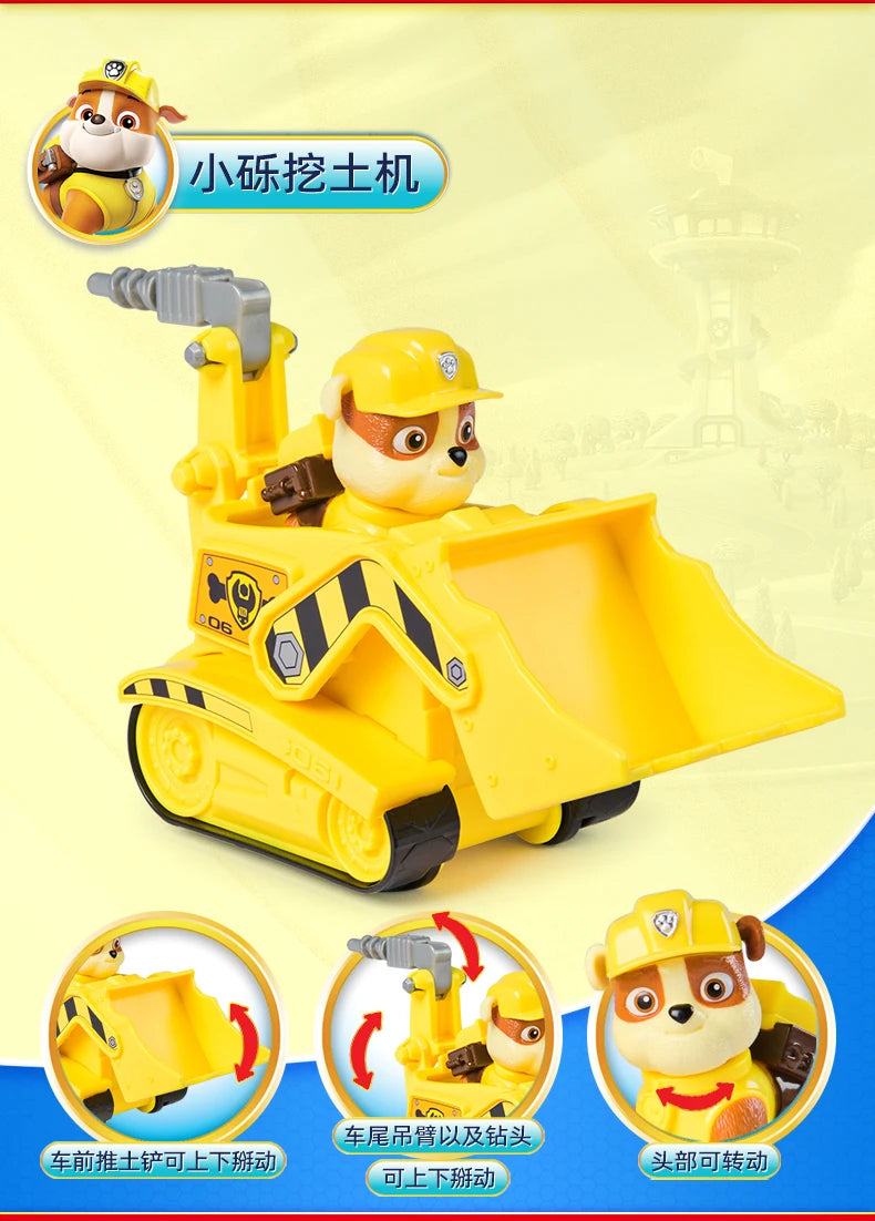 Nouveau véhicule original PAW PATROL voiture Ryder Tracker Everest Chase Rex Skye Rocky Marshall Zuma Figurine jouet cadeau d'anniversaire pour enfant