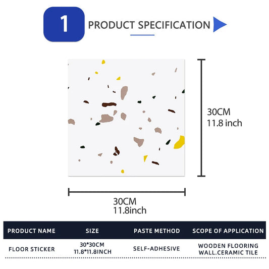 20 Pièces Autocollants Muraux PVC Imitation Marbre Autocollants de Sol Auto-adhésifs 30*30cm Imperméables Décoration de Salle de Bain Salon