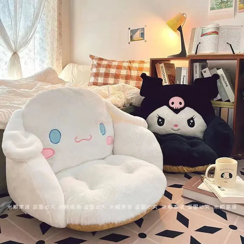 Kawaii Cinnamoroll Big Size Süßes Plüsch Halb Umgeben Schwarzes Kuromi Kissen Rückenlehne Schlafsaal Büro Rutschfestes Stuhlkissen