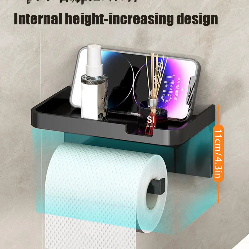 Bathroom Tissue Box Shelf Storage Household Storage Bathroom Toilet Paper Rack Toilet Organizer No-Drill Wall-Mounted Tissue Box