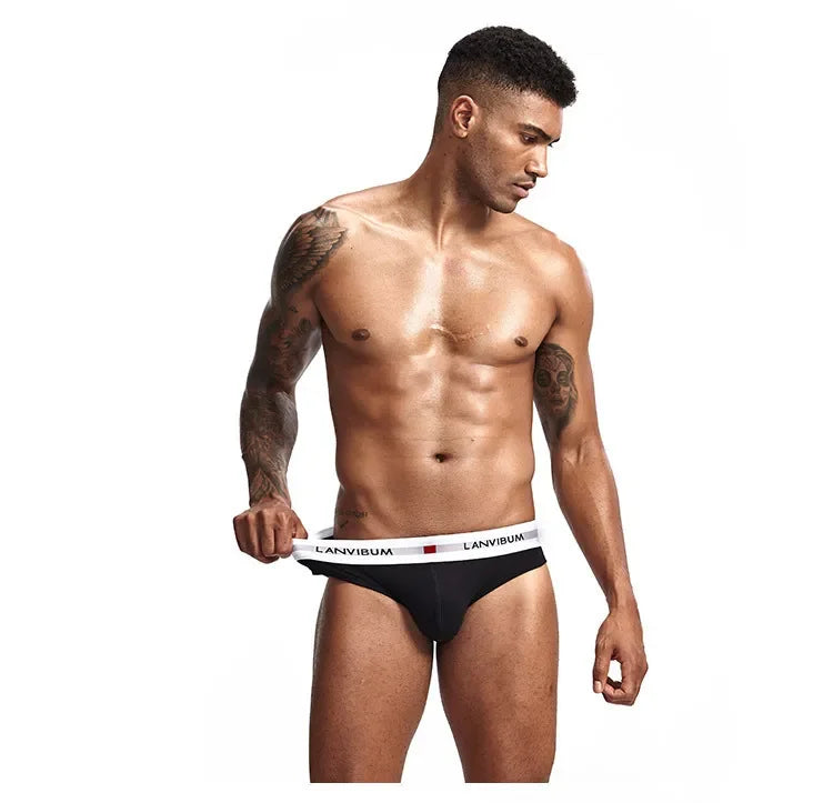 3 Stk. 【LORIEN CREST】 Herren Pure Baumwolle Tiefsitzende Elastische Sexy Lockere Atmungsaktive Jugend Panty-Bund Unterwäsche Sommer Baumwollslips