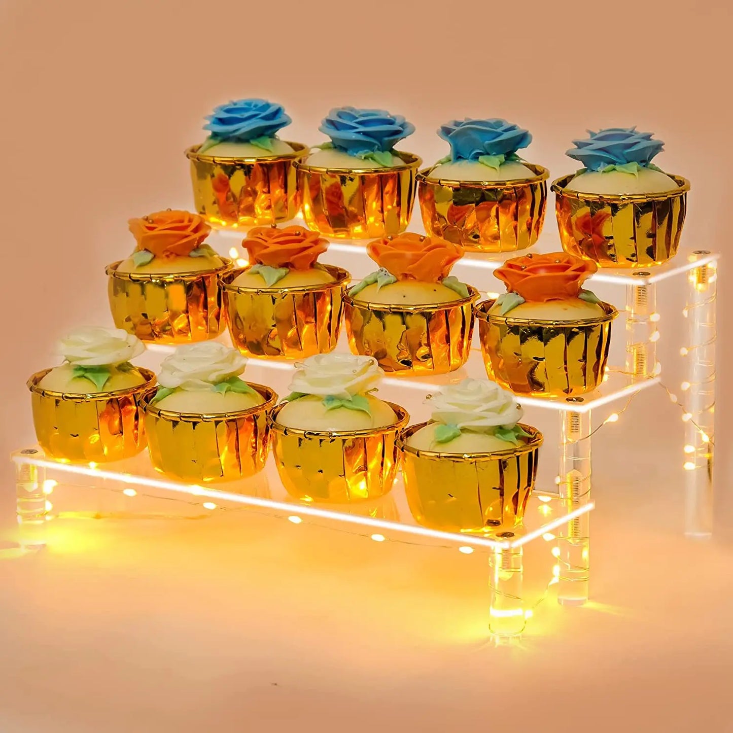 1 Stück mehrschichtiger Acryl-Präsentationsständer Tortenständer hochtransparentes trapezförmiges Ablageregal perfekt für Dessert-Cupcakes