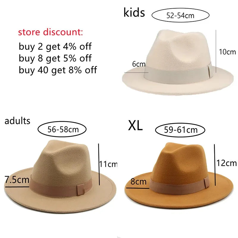 Chapeau Fedora Femme Chapeaux d'hiver pour femmes Bande de ruban Chapeau homme Large bord Classique Beige Mariage Eglise Chapeau melon Nouvelle casquette chapeau femme
