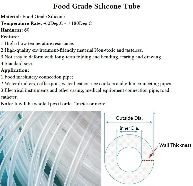 Tuyau en silicone coloré de 1m, ID 1 2 3 4 5 6 7 8 9 10 12 14 16 18 20 25mm, qualité alimentaire, flexible, pour boisson, conduite d'eau