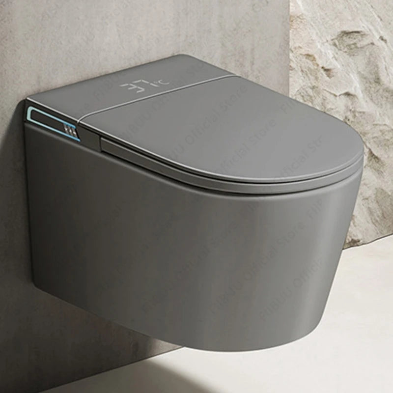 Toilettes intelligentes murales ultimes noires/grises/blanches avec bidet intégré, réservoir d'eau, toilettes allongées monobloc, siège chauffant à eau chaude